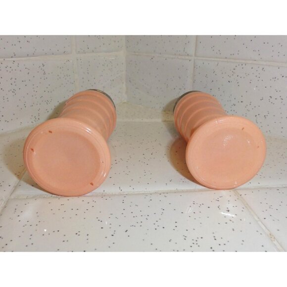 Vintage Hazel Atlas Pink Moderntone Salt & Pepper Shakers depression era retro - Picture 8 of 10